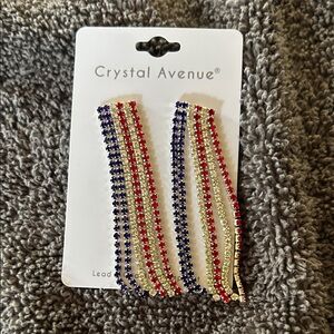 Red, Blue, and Gold Dangle Earrings